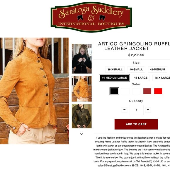 ARTICO Lamb Leather Suede Jacket Bustle Back  •36-Inch Chest  • Made in Italy - Picture 3 of 16